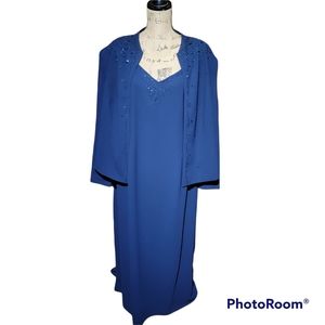 Plus R & M Richards Navy Beaded dress sz 20